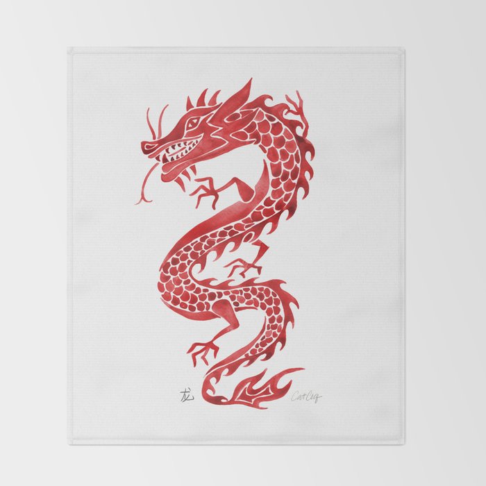 Chinese Dragon - Crimson Palette Throw Blanket Gallery Image 2