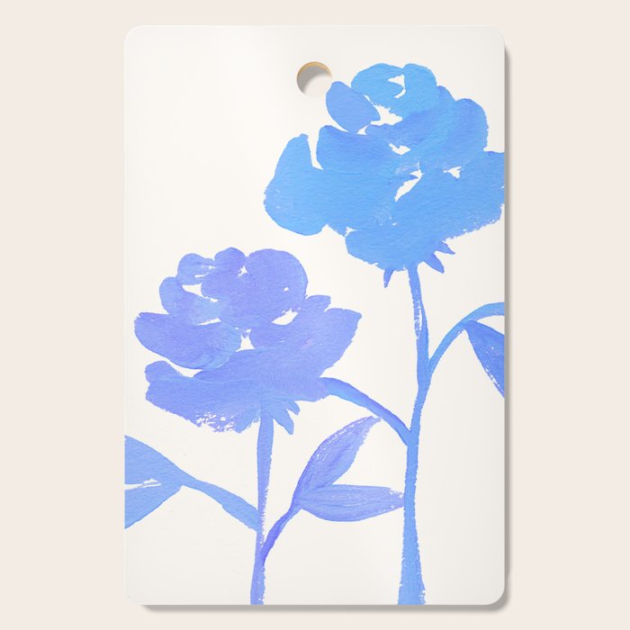 Blue Roses - Gouache Botanical Painting Cutting Board Gallery Image 1