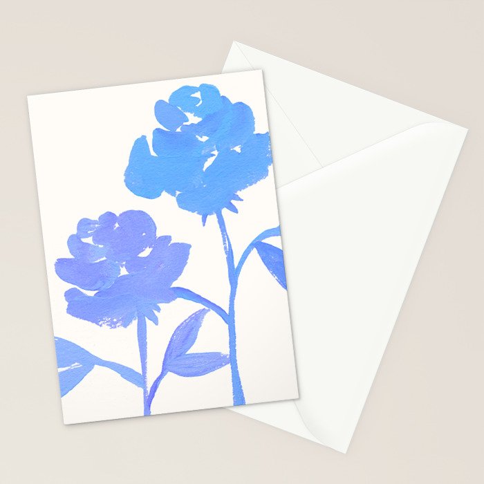 Blue Roses - Gouache Botanical Painting Stationery Card Gallery Image 2