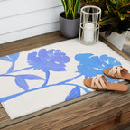 Blue Roses - Gouache Botanical Painting Outdoor Rug Gallery Image 2