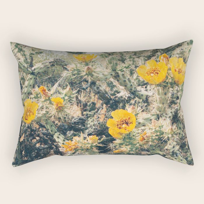 Buckhorn Cholla Cactus Flowers Rectangular Pillow Gallery Image 1