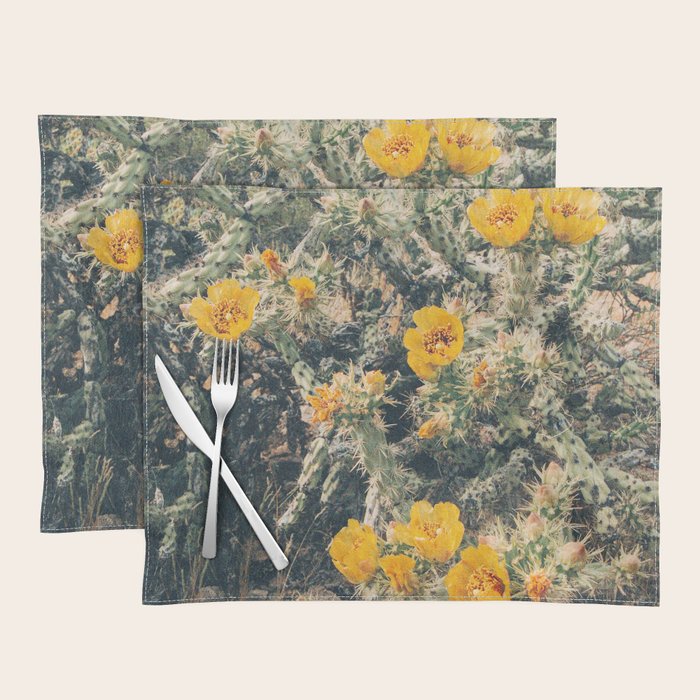 Buckhorn Cholla Cactus Flowers Placemat Gallery Image 1