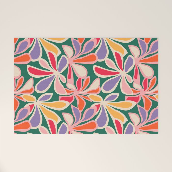 Colorful abstract flower art pattern Welcome Mat Gallery Image 1