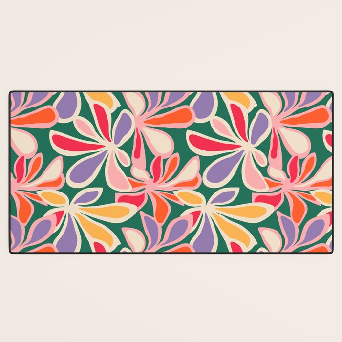 Colorful abstract flower art pattern Desk Mat Gallery Image 3