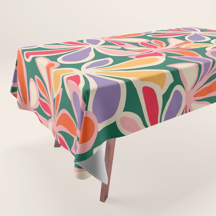 Colorful abstract flower art pattern Tablecloth Gallery Image 1