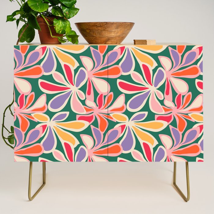 Colorful abstract flower art pattern Credenza Gallery Image 1