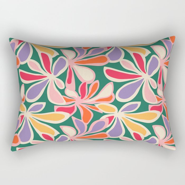 Colorful abstract flower art pattern Rectangular Pillow Gallery Image 2