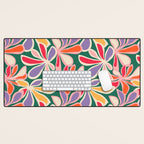 Colorful abstract flower art pattern Desk Mat Gallery Image 1