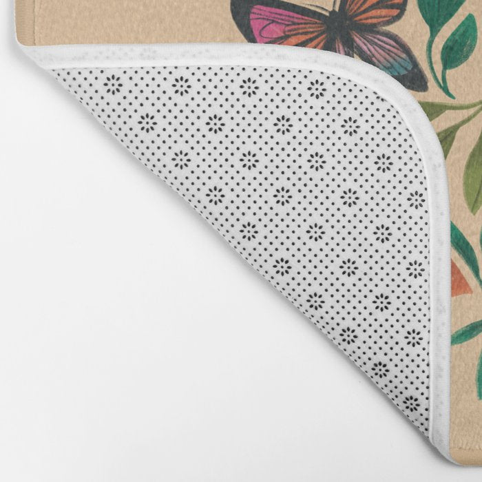 Rainbow Butterfly Garden with Mushrooms Bath Mat Gallery Image 2
