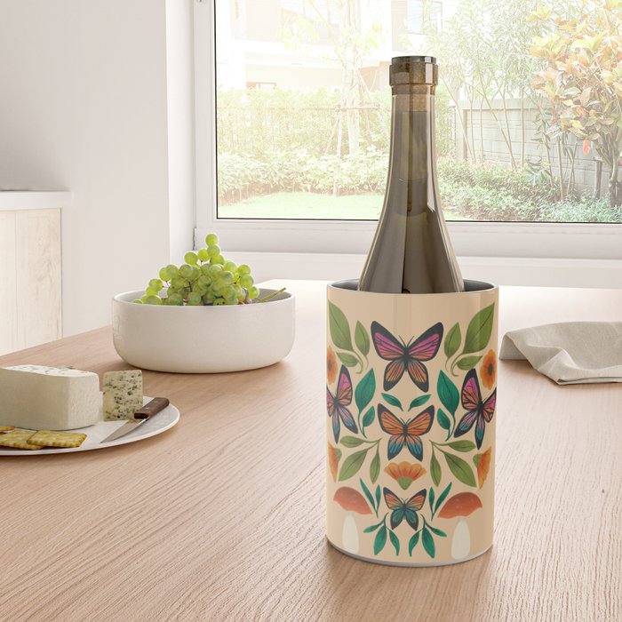 Rainbow Butterfly Garden with Mushrooms Wine Chiller Gallery Image 4