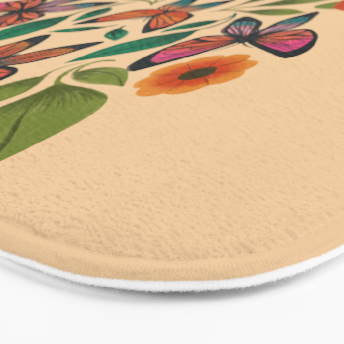 Rainbow Butterfly Garden with Mushrooms Bath Mat Gallery Image 3