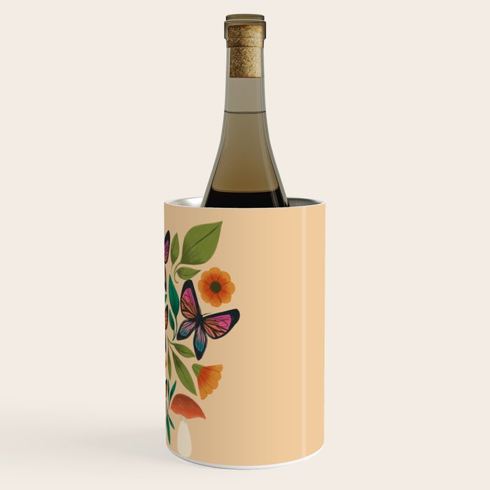 Rainbow Butterfly Garden with Mushrooms Wine Chiller Gallery Image 3