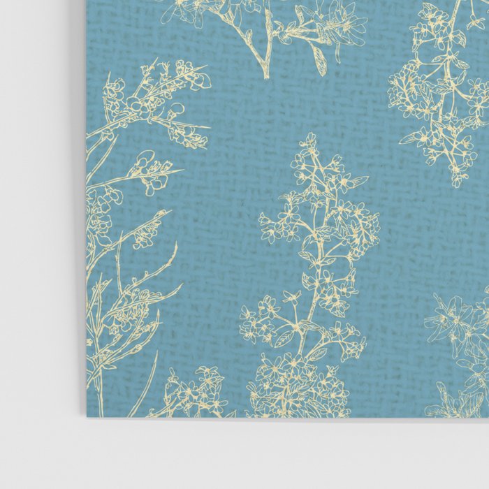 Botanical Cottage Woven Look Pattern in Light Blue Poster Gallery Image 3