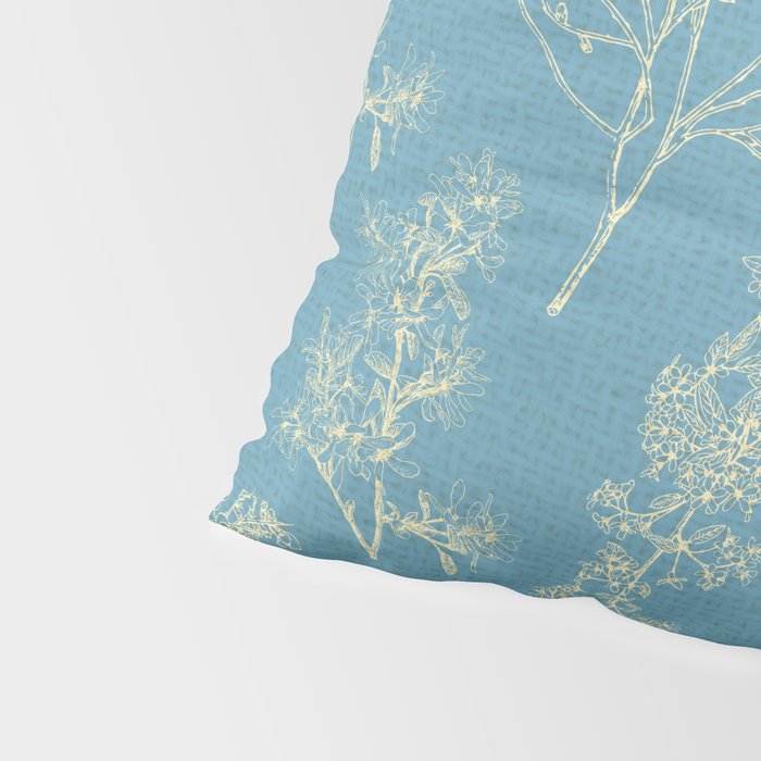 Botanical Cottage Woven Look Pattern in Light Blue Pillow Sham Gallery Image 4