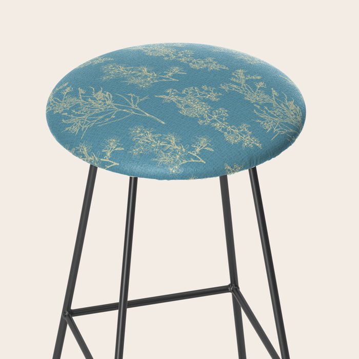 Botanical Cottage Woven Look Pattern in Light Blue Stool Gallery Image 2