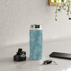 Botanical Cottage Woven Look Pattern in Light Blue Water Bottle Gallery Image 4