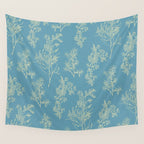 Botanical Cottage Woven Look Pattern in Light Blue Wall Tapestry Gallery Image 4