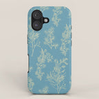 Botanical Cottage Woven Look Pattern in Light Blue iPhone Case Gallery Image 1