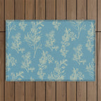 Botanical Cottage Woven Look Pattern in Light Blue Outdoor Rug Gallery Image 1