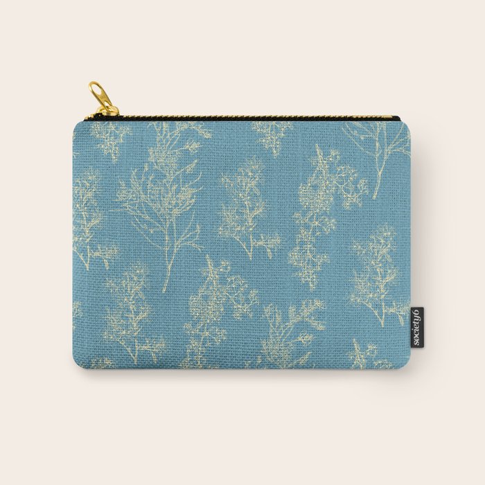 Botanical Cottage Woven Look Pattern in Light Blue Carry All Pouch Gallery Image 1