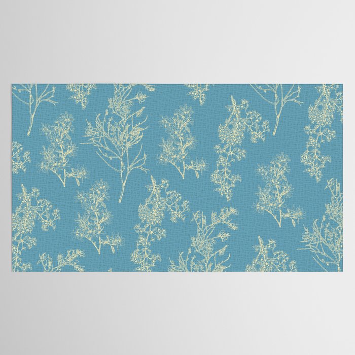 Botanical Cottage Woven Look Pattern in Light Blue Tablecloth Gallery Image 2