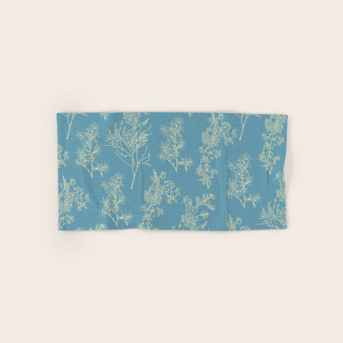 Botanical Cottage Woven Look Pattern in Light Blue Bath Towel Gallery Image 1