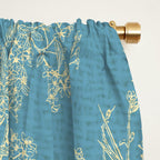 Botanical Cottage Woven Look Pattern in Light Blue Window Curtain Gallery Image 2