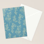 Botanical Cottage Woven Look Pattern in Light Blue Stationery Card Gallery Image 2