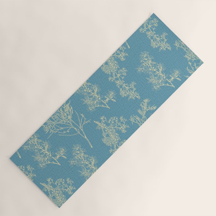 Botanical Cottage Woven Look Pattern in Light Blue Yoga Mat Gallery Image 1