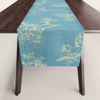 Botanical Cottage Woven Look Pattern in Light Blue Table Runner Gallery Image 1