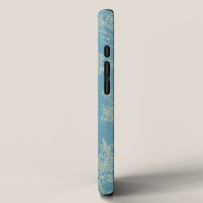 Botanical Cottage Woven Look Pattern in Light Blue iPhone Case Gallery Image 2