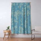 Botanical Cottage Woven Look Pattern in Light Blue Window Curtain Gallery Image 5