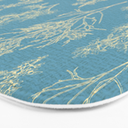 Botanical Cottage Woven Look Pattern in Light Blue Bath Mat Gallery Image 3