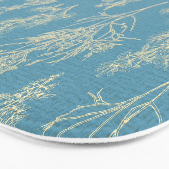 Botanical Cottage Woven Look Pattern in Light Blue Bath Mat Gallery Image 3