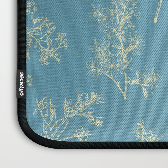 Botanical Cottage Woven Look Pattern in Light Blue Laptop Sleeve Gallery Image 3