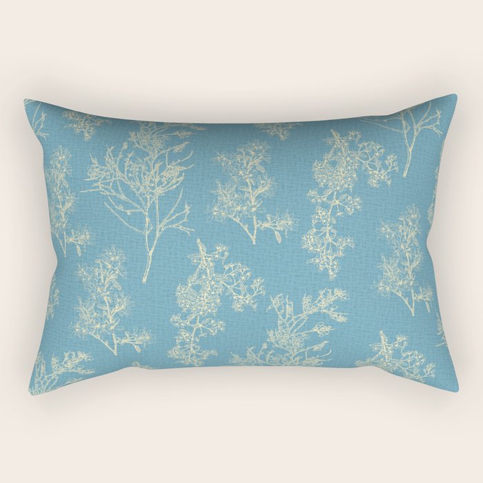 Botanical Cottage Woven Look Pattern in Light Blue Rectangular Pillow Gallery Image 1