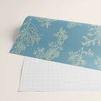 Botanical Cottage Woven Look Pattern in Light Blue Wrapping Paper Gallery Image 2