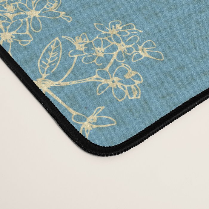Botanical Cottage Woven Look Pattern in Light Blue Desk Mat Gallery Image 4