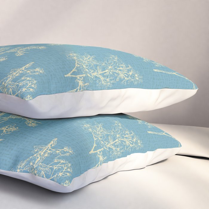 Botanical Cottage Woven Look Pattern in Light Blue Pillow Sham Gallery Image 3