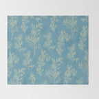 Botanical Cottage Woven Look Pattern in Light Blue Throw Blanket Gallery Image 2