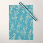 Botanical Cottage Woven Look Pattern in Light Blue Wrapping Paper Gallery Image 1
