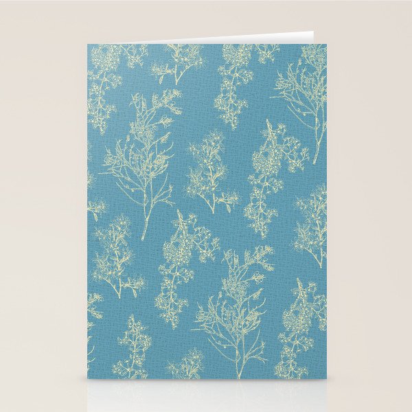 Botanical Cottage Woven Look Pattern in Light Blue Stationery Card Gallery Image 2