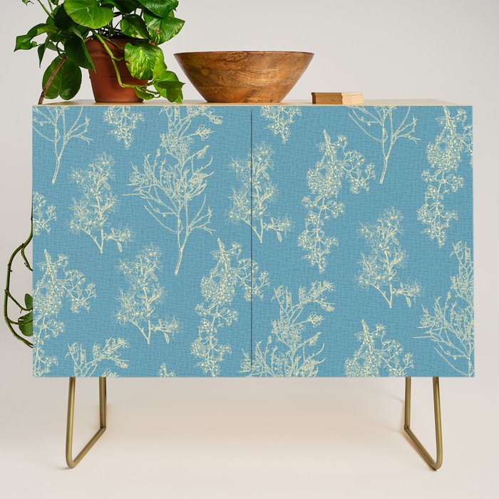 Botanical Cottage Woven Look Pattern in Light Blue Credenza Gallery Image 1
