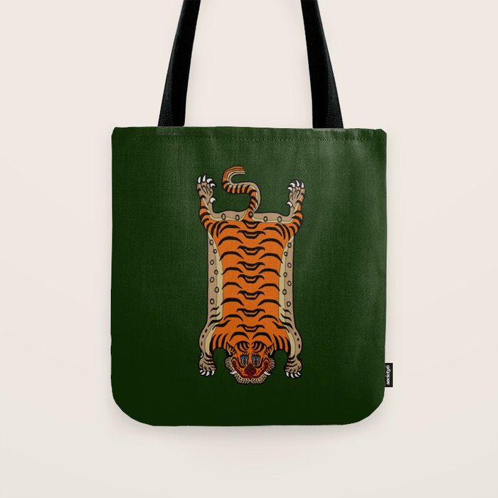 TIBETAN TIGER RUG-green Tote Bag Gallery Image 1