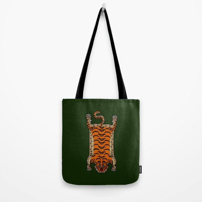 TIBETAN TIGER RUG-green Tote Bag Gallery Image 2