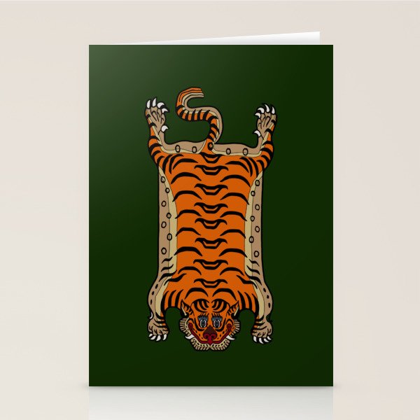 TIBETAN TIGER RUG-green Stationery Card Gallery Image 1