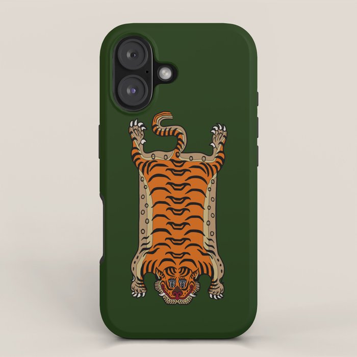 TIBETAN TIGER RUG-green iPhone Case Gallery Image 1