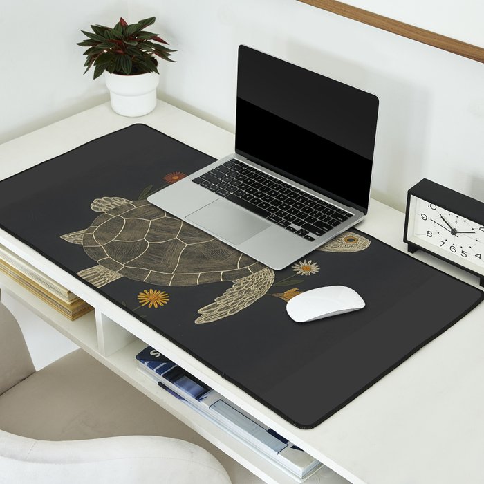 Turtle with Flowers Desk Mat Gallery Image 2