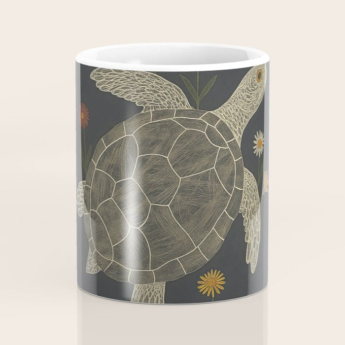 Turtle with Flowers Coffee Mug Gallery Image 4