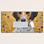 Gustav Klimt Style Dog in a Beautiful Dress Desk Mat Gallery Image 1